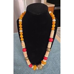 Avon Chunky Beaded Moroccan Necklace Vintage Southwestern Style 90s Jewelry